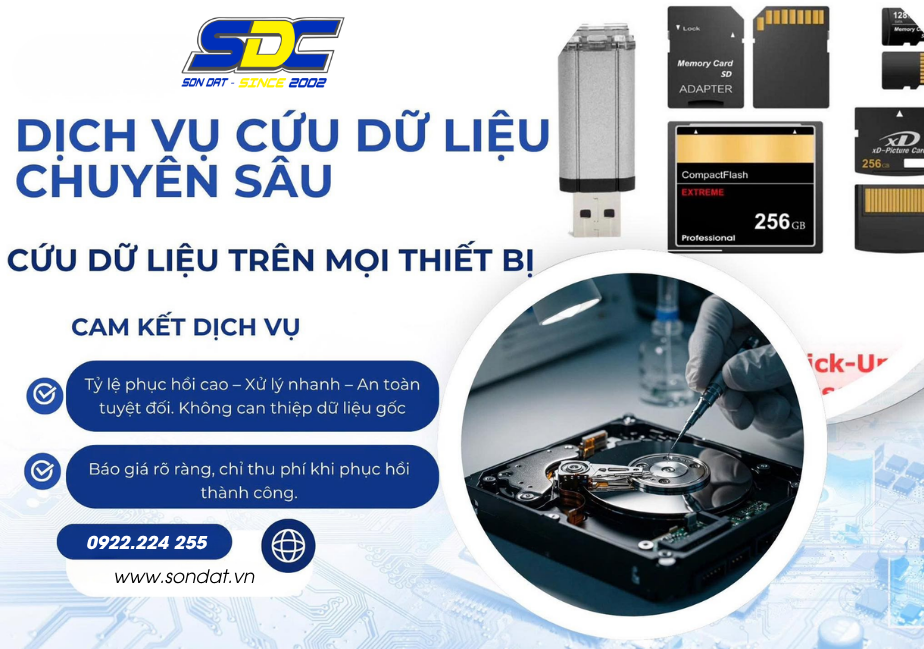 SONDAT.,JSC cung cấp dịch vụ Khôi Phục Dữ Liệu Ổ Cứng, SSD, USB