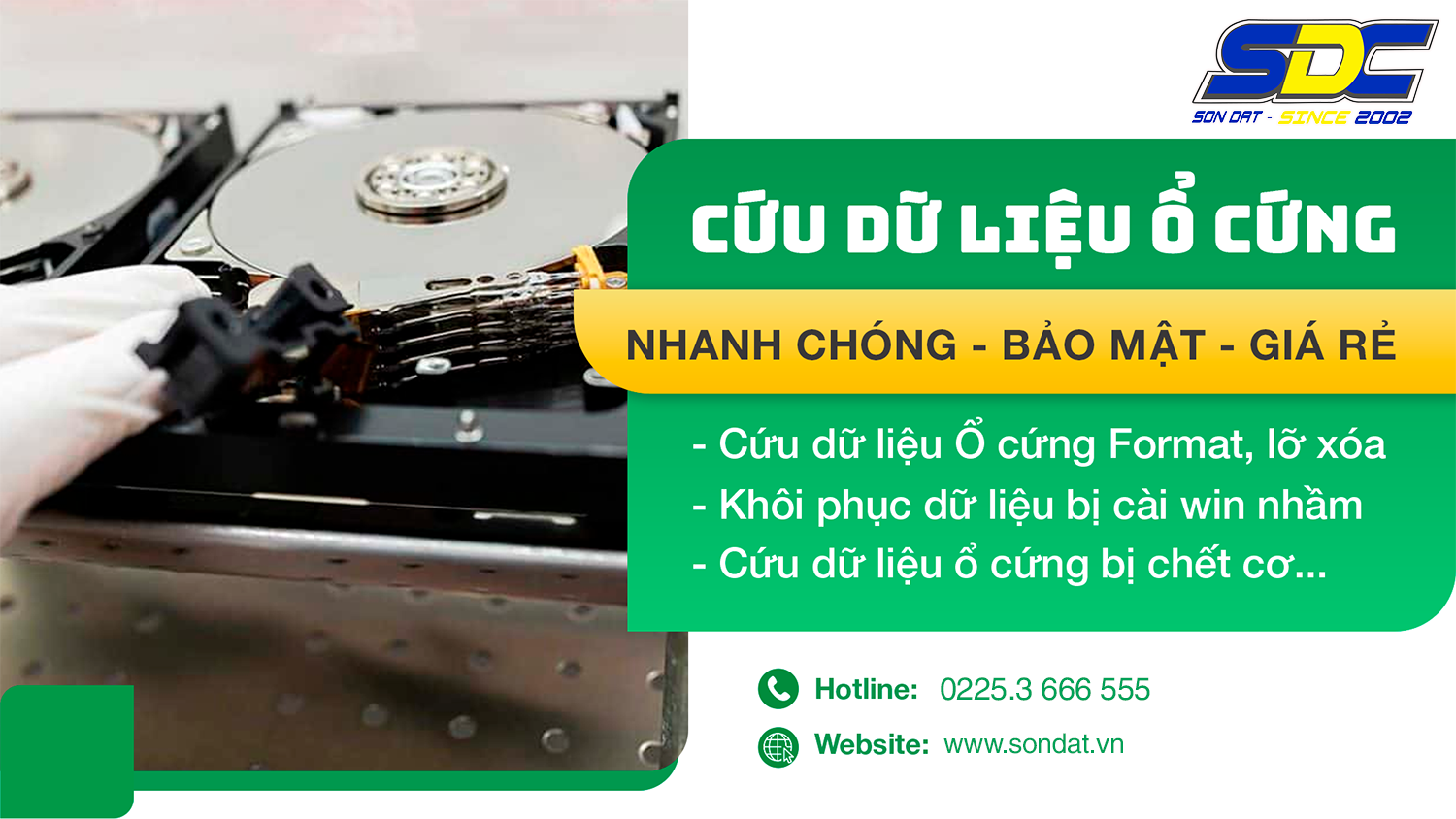 Sơn Đạt.,JSC có thể khôi phục dữ liệu trong cả những trường hợp khó
