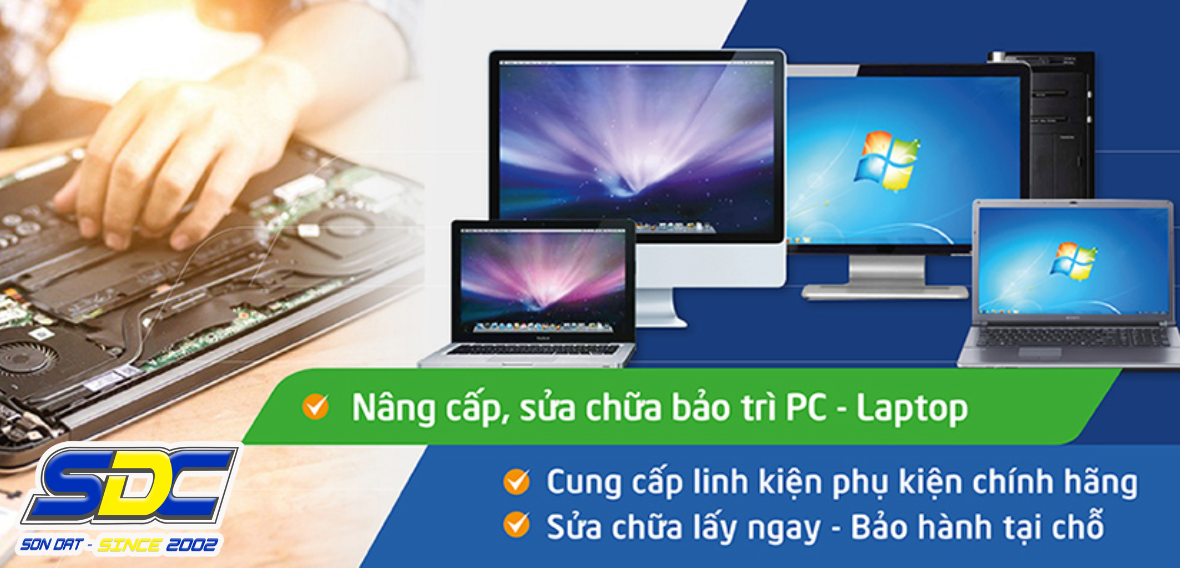 Sơn Đạt cung cấp dịch vụ sửa laptop tận nơi, kỹ thuật viên có thể đến kiểm tra và khắc phục sự cố trực tiếp