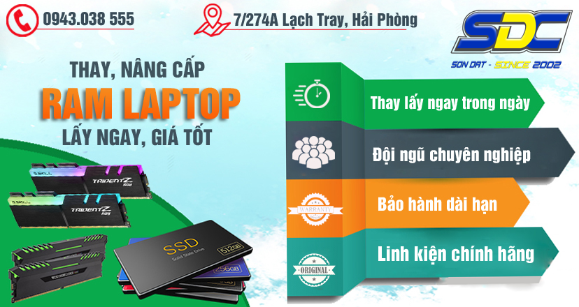 Thay thế, nâng cấp RAM laptop chính hãng, giá rẻ tại Hải Phòng