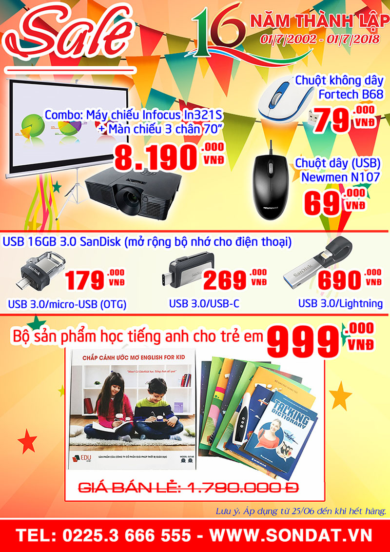 Khuyến mãi đặc biệt nhân dịp kỷ niệm 16 năm thành lập Sơn Đạt., JSC