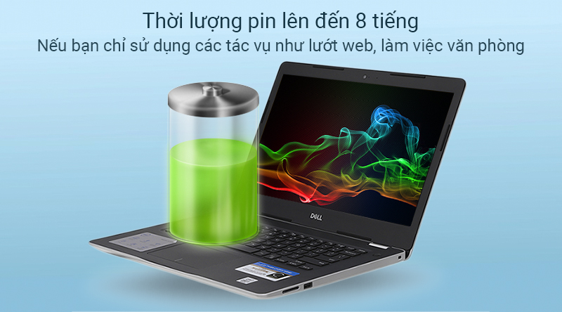 Laptop Dell Inspiron 3493 có thời lượng sử dụng thực tế khoảng 8 - 9 giờ Laptop Dell Inspiron 3493 có thời lượng sử dụng thực tế khoảng 8 - 9 giờ