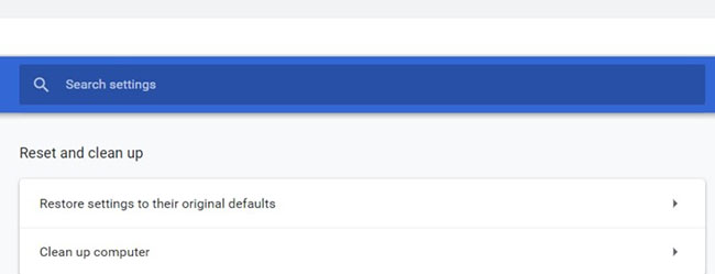 Ở dưới cùng của menu drop-down là tùy chọn “Reset and clean up”