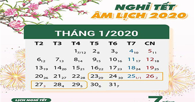 Thông báo lịch làm việc Tết nguyên đán 2020